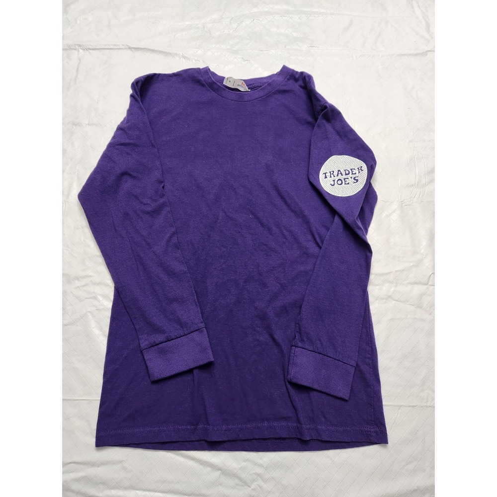 Trader Joe's‎ Shirt Mens Medium Purple Long Sleeve Logo Graphic Tee MJ Apparel